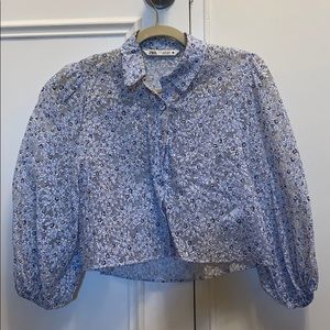 Zara puff sleeve floral top